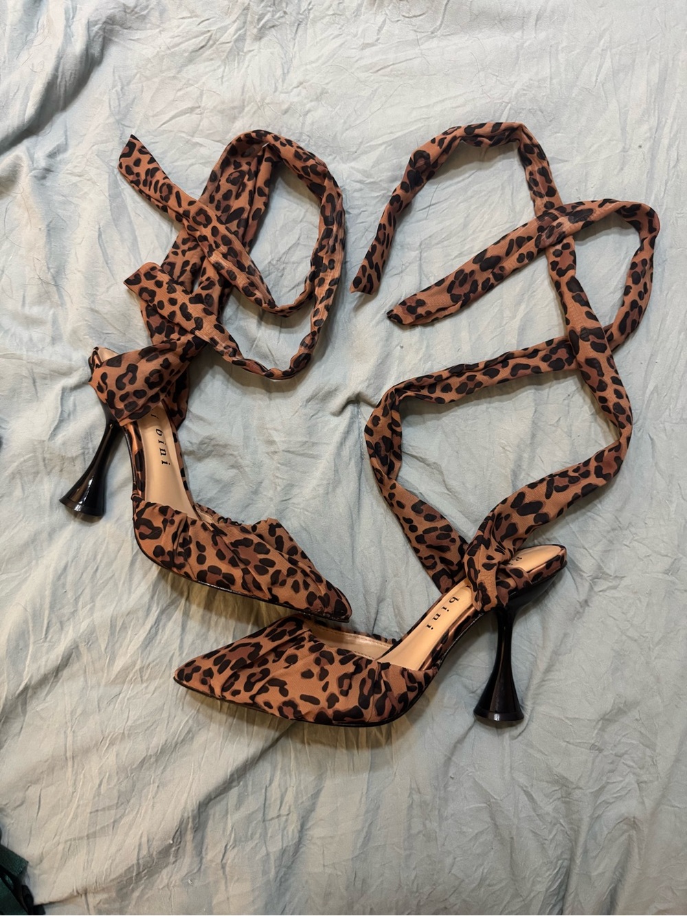 Gianni Bini Leopard Print Tie-Up Women’s Pumps - Brown